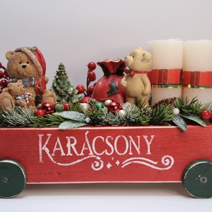 Karácsonyi láda macis adventi dekoráció, Karácsony, Adventi díszek, Adventi asztaldísz, Mindenmás, MESKA