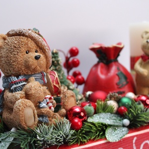 Karácsonyi láda macis adventi dekoráció - karácsony - adventi díszek - adventi asztaldísz - Meska.hu