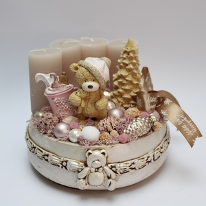 Karácsonyi pasztell macis adventi dekoráció - Meska.hu