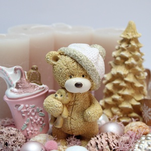 Karácsonyi pasztell macis adventi dekoráció - karácsony - adventi díszek - adventi asztaldísz - Meska.hu