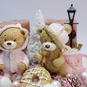 Karácsonyi pasztell macis adventi dekoráció - karácsony - adventi díszek - adventi asztaldísz - Meska.hu