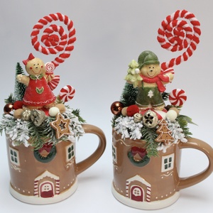 Karácsonyi bögrés dekoráció - karácsony - adventi díszek - adventi asztaldísz - Meska.hu