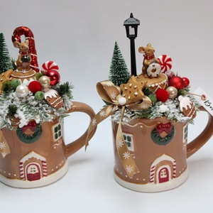 Karácsonyi bögrés dekoráció - karácsony - adventi díszek - adventi asztaldísz - Meska.hu