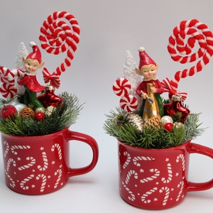 Karácsonyi bögrés dekoráció - karácsony - adventi díszek - adventi asztaldísz - Meska.hu