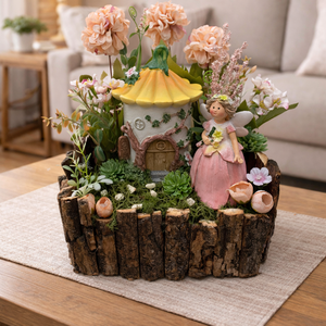 Tavaszi asztaldísz erdei tündéres - otthon & életmód - virágdekoráció - virágdíszek - asztali virágdísz - Meska.hu