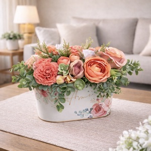 Tavaszi asztaldísz barack, fém kaspóban - Meska.hu