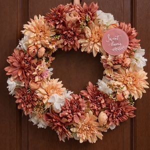 Tavaszi ajtódísz 40 cm-es pasztell barack - Meska.hu