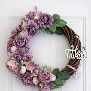 Tavaszi ajtódísz 35 cm-es pasztell lila, Otthon & Életmód, Dekoráció, Ajtó- és ablak dekoráció, Ajtódísz & Kopogtató, Mindenmás, MESKA