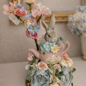 Tavaszi búrás asztaldísz 15x27 cm - otthon & életmód - virágdekoráció - virágdíszek - virágdísz kaspóban - Meska.hu