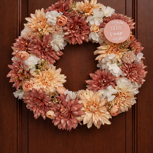 Tavaszi ajtódísz 40 cm-es pasztell barack - Meska.hu