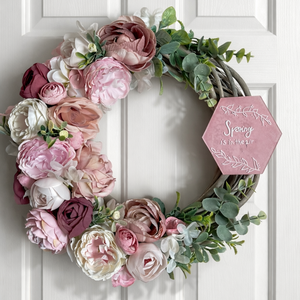 Tavaszi ajtódísz 35 cm-es pasztell rózsaszín, Otthon & Életmód, Dekoráció, Ajtó- és ablak dekoráció, Ajtódísz & Kopogtató, Mindenmás, MESKA