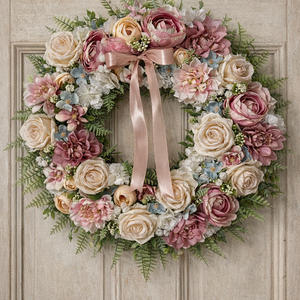 Tavaszi ajtódísz 50 cm-es pasztell, Otthon & Életmód, Dekoráció, Ajtó- és ablak dekoráció, Ajtódísz & Kopogtató, Mindenmás, MESKA