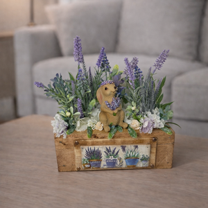 Tavaszi asztaldísz levendulás - otthon & életmód - virágdekoráció - virágdíszek - virágdísz kaspóban - Meska.hu