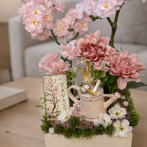 Tavaszi asztaldísz prémium nyuszifigurával - Meska.hu