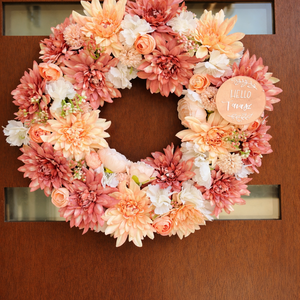 Tavaszi ajtódísz 40 cm-es pasztell barack - otthon & életmód - dekoráció - ajtó- és ablak dekoráció - ajtódísz & kopogtató - Meska.hu