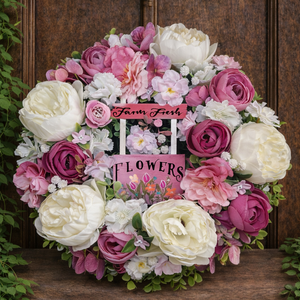 Tavaszi ajtódísz 38 cm-es extradús rózsaszín álom - Meska.hu