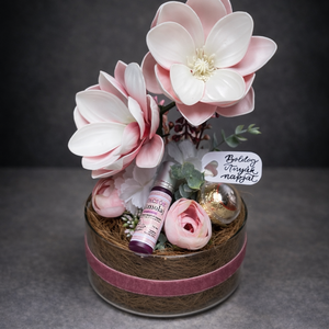 Prémium Anyák napi üvegtál (kicsi) naturkozmetikummal, Otthon & Életmód, Virágdekoráció, Virágok, Virágbox, Mindenmás, MESKA