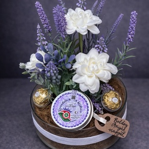 Prémium Anyák napi üvegtál (nagy) naturkozmetikummal - otthon & életmód - virágdekoráció - virágok - virágbox - Meska.hu