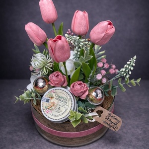 Prémium Anyák napi üvegtál (nagy) naturkozmetikummal - otthon & életmód - virágdekoráció - virágok - virágbox - Meska.hu