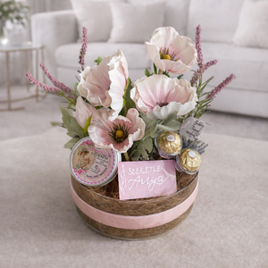 Prémium Anyák napi üvegtál (nagy) naturkozmetikummal, Otthon & Életmód, Virágdekoráció, Virágok, Virágbox, Mindenmás, MESKA