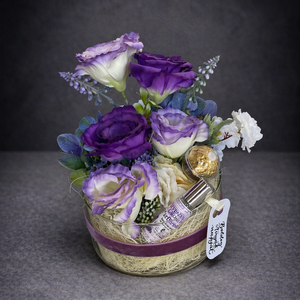 Prémium üvegtálas  virág dekoráció naturkozmetikummal - otthon & életmód - virágdekoráció - virágdíszek - asztali virágdísz - Meska.hu