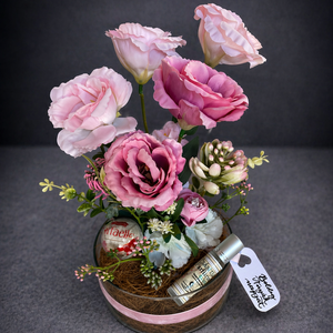 Prémium üvegtálas  virág dekoráció naturkozmetikummal - Meska.hu