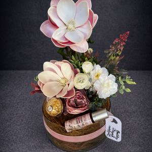 Prémium üvegtálas  virág dekoráció naturkozmetikummal - otthon & életmód - virágdekoráció - virágdíszek - asztali virágdísz - Meska.hu