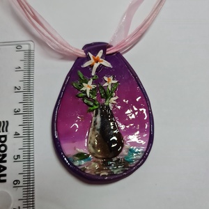 Gyurmafestmény-nyaklánc -Csendélet - ékszer - nyaklánc - medálos nyaklánc - Meska.hu