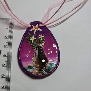 Gyurmafestmény-nyaklánc -Csendélet - ékszer - nyaklánc - medálos nyaklánc - Meska.hu