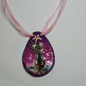 Gyurmafestmény-nyaklánc -Csendélet - ékszer - nyaklánc - medálos nyaklánc - Meska.hu