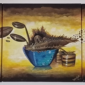 Coffe triptichon, Művészet, Festmény, Akril, Festészet, MESKA