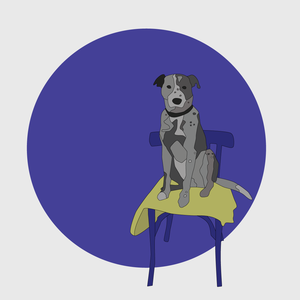 Kutya illusztráció (nyomtatott kép) - Kávé a széken - Meska.hu