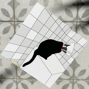 Macska illusztráció (nyomtatott kép) - Kormi gallérban - művészet - grafika & illusztráció - művészi nyomat - Meska.hu