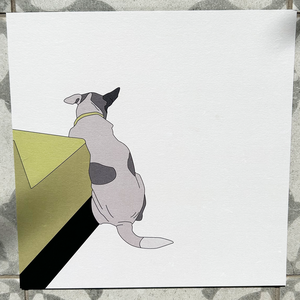 Kutya illusztráció (nyomtatott kép) - Dagi kutyus a villamoson - művészet - grafika & illusztráció - művészi nyomat - Meska.hu