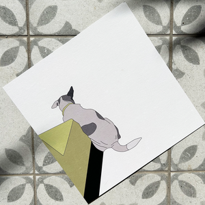 Kutya illusztráció (nyomtatott kép) - Dagi kutyus a villamoson - művészet - grafika & illusztráció - művészi nyomat - Meska.hu