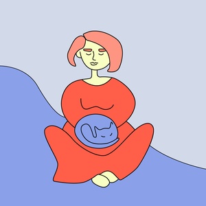 Illusztráció - lány, hold, macska - 3 db - művészet - grafika & illusztráció - művészi nyomat - Meska.hu