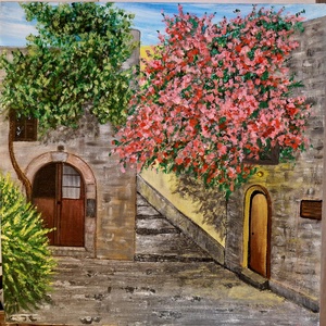 Akril festmény kasírozott vásznon, Művészet, Festmény, Akril, , Egy olaszországi nyaralás emléke látható ezen az akril festményen, ami 30 cm× 30cm-es kassírozott v..., MESKA
