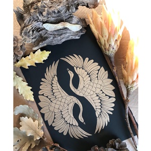 Gold Geese Linónyomat,/Linóprint - művészet - grafika & illusztráció - művészi nyomat - Meska.hu