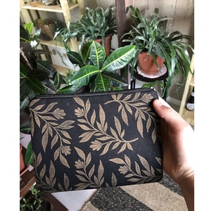 GoldLeaves lenvászon neszeszer/táska kézi nyomással készült mintával - táska & tok - neszesszer - Meska.hu