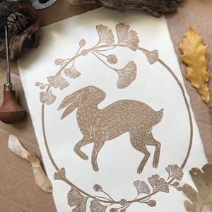 GoldHare Linónyomat, Linóprint - otthon & életmód - dekoráció - kép & falikép - kép & falikép - Meska.hu