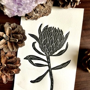 Protea Petals Linónyomat/Linóprint - művészet - grafika & illusztráció - művészi nyomat - Meska.hu
