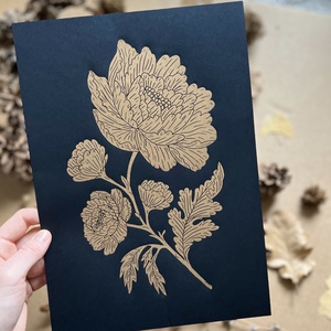 Peony II Linónyomat, linóprint - otthon & életmód - dekoráció - fali és függő dekoráció - falra akasztható dekor - Meska.hu