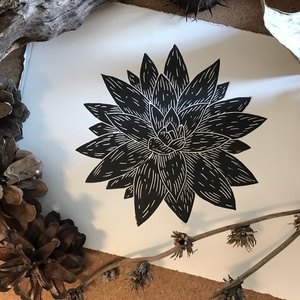 Kövirózsa // Linómetszet, Linóprint , Művészet, Grafika & Illusztráció, Művészi nyomat, Papírművészet, MESKA