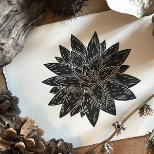 Kövirózsa // Linómetszet, Linóprint  - művészet - grafika & illusztráció - művészi nyomat - Meska.hu