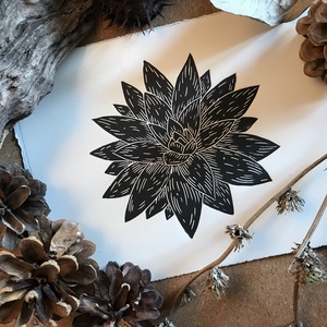 Kövirózsa // Linómetszet, Linóprint  - művészet - grafika & illusztráció - művészi nyomat - Meska.hu