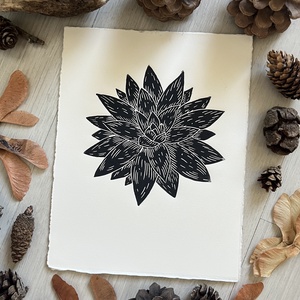 Kövirózsa // Linómetszet, Linóprint  - művészet - grafika & illusztráció - művészi nyomat - Meska.hu