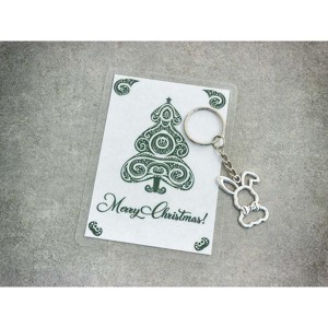 Merry Christmas stílusos nyuszi medálos kulcstartó, Táska & Tok, Kulcstartó & Táskadísz, Kulcstartó, , MESKA