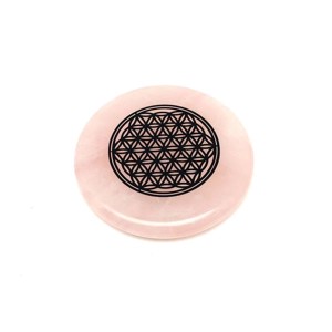 Rózsakvarc korong életvirág fekete matricás 5cm, Kellékek & szerszámok, Ásvány alapanyag, , MESKA