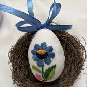 Hímzett húsvéti tojás, Ünnepi díszek, dekorációk, Húsvéti díszek és dekorációk, Húsvéti asztaldíszek, Hímzés, MESKA