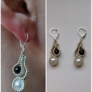 Tiffany fülbevaló, Ékszer, Fülbevaló, Lógó fülbevaló, Gyöngyfűzés, gyöngyhímzés, MESKA